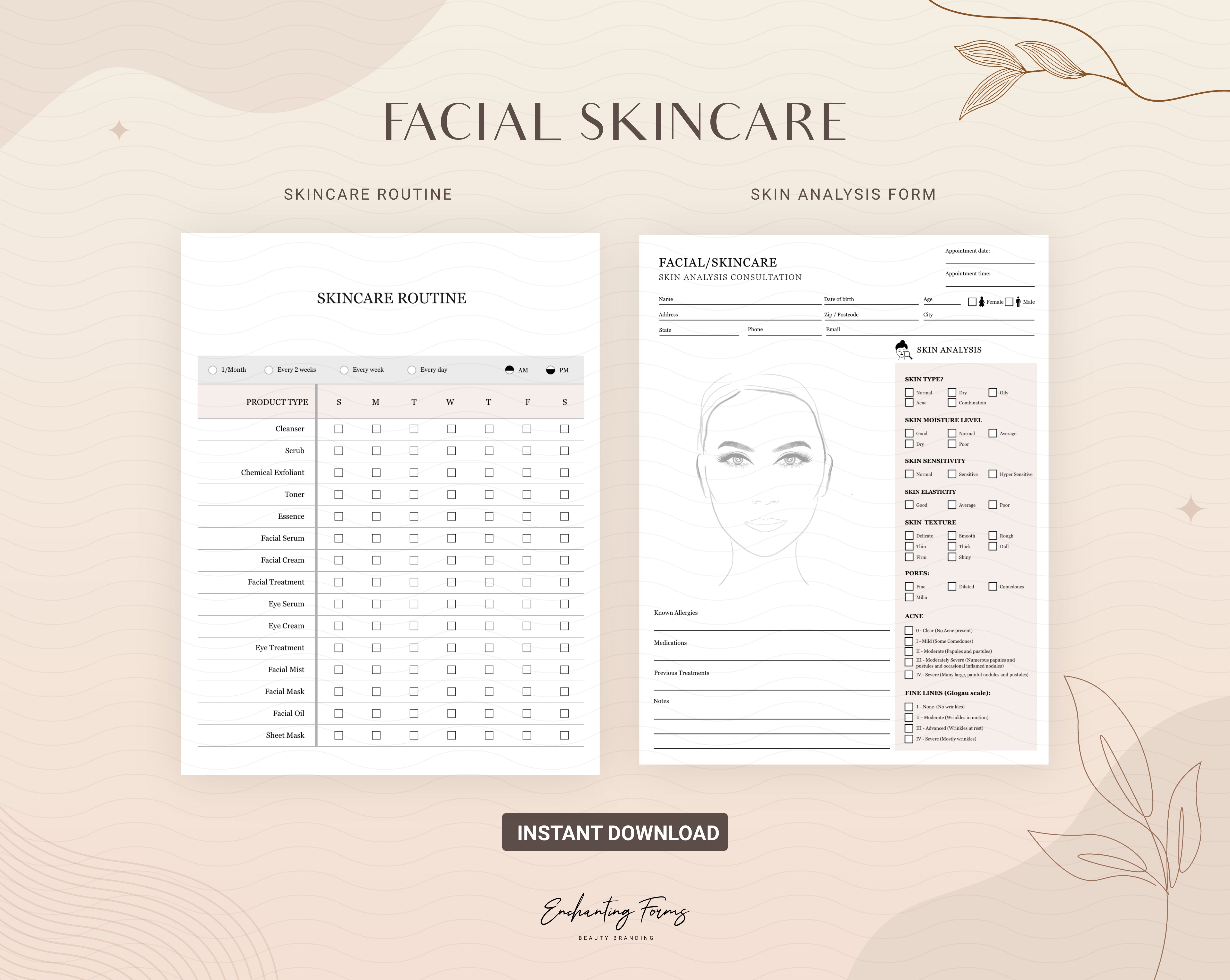 English - Skincare Consultation & Consent Forms Bundle (Champagne)