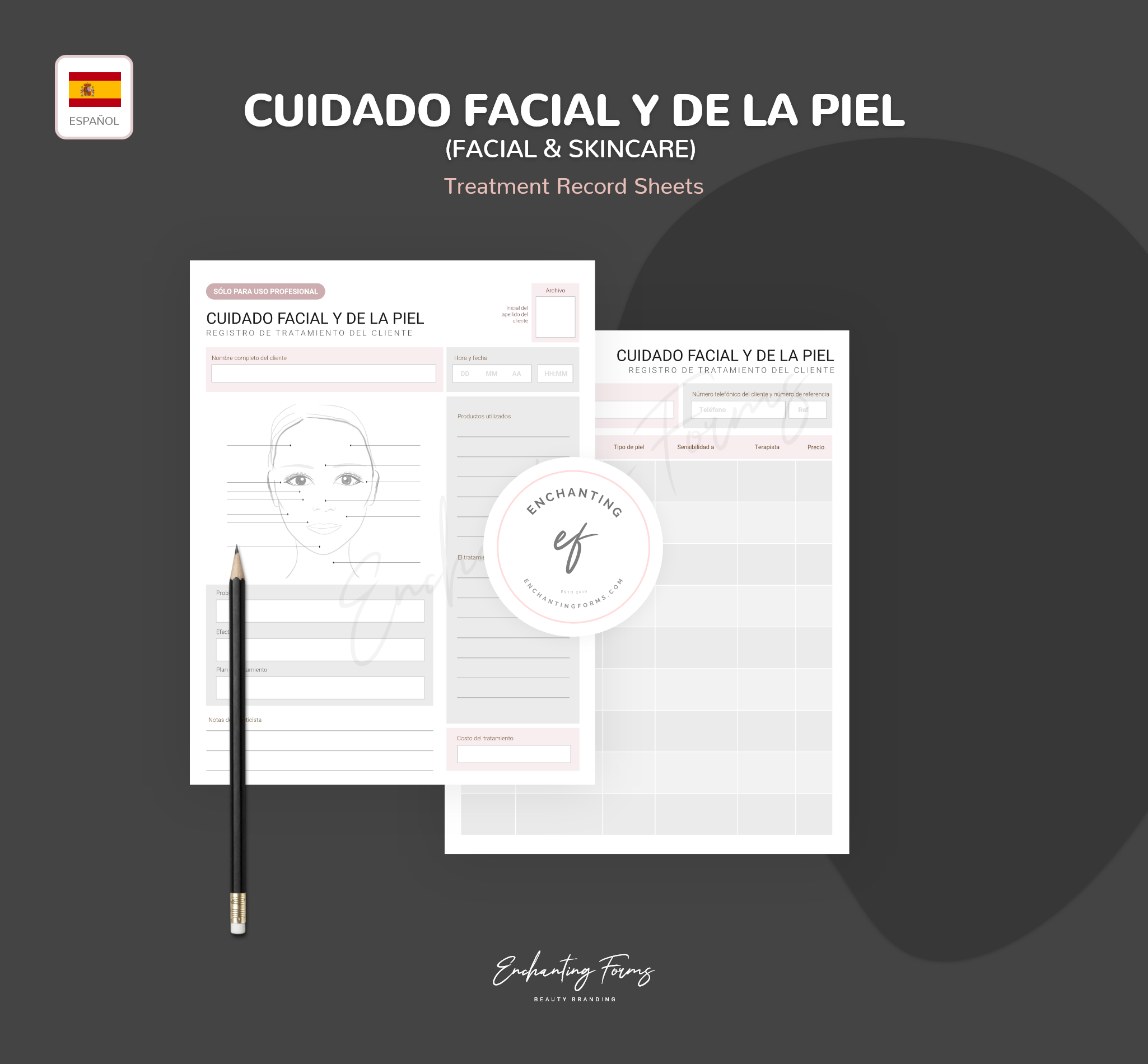 SPANISH (ESPAÑOL) - Facial Skincare Consultation & Consent Forms Bundle -  (Blush Pink)