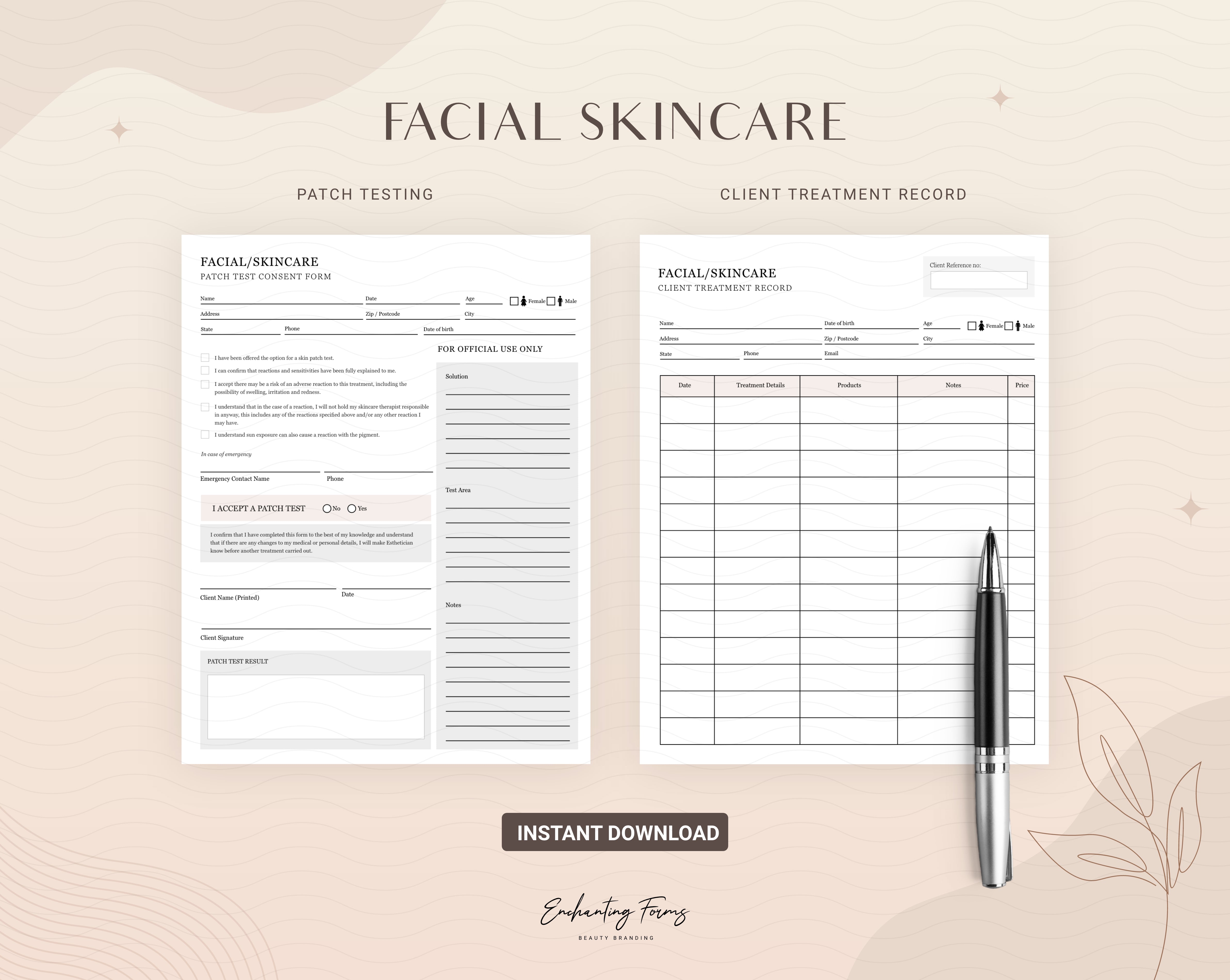 English - Skincare Consultation & Consent Forms Bundle (Champagne)