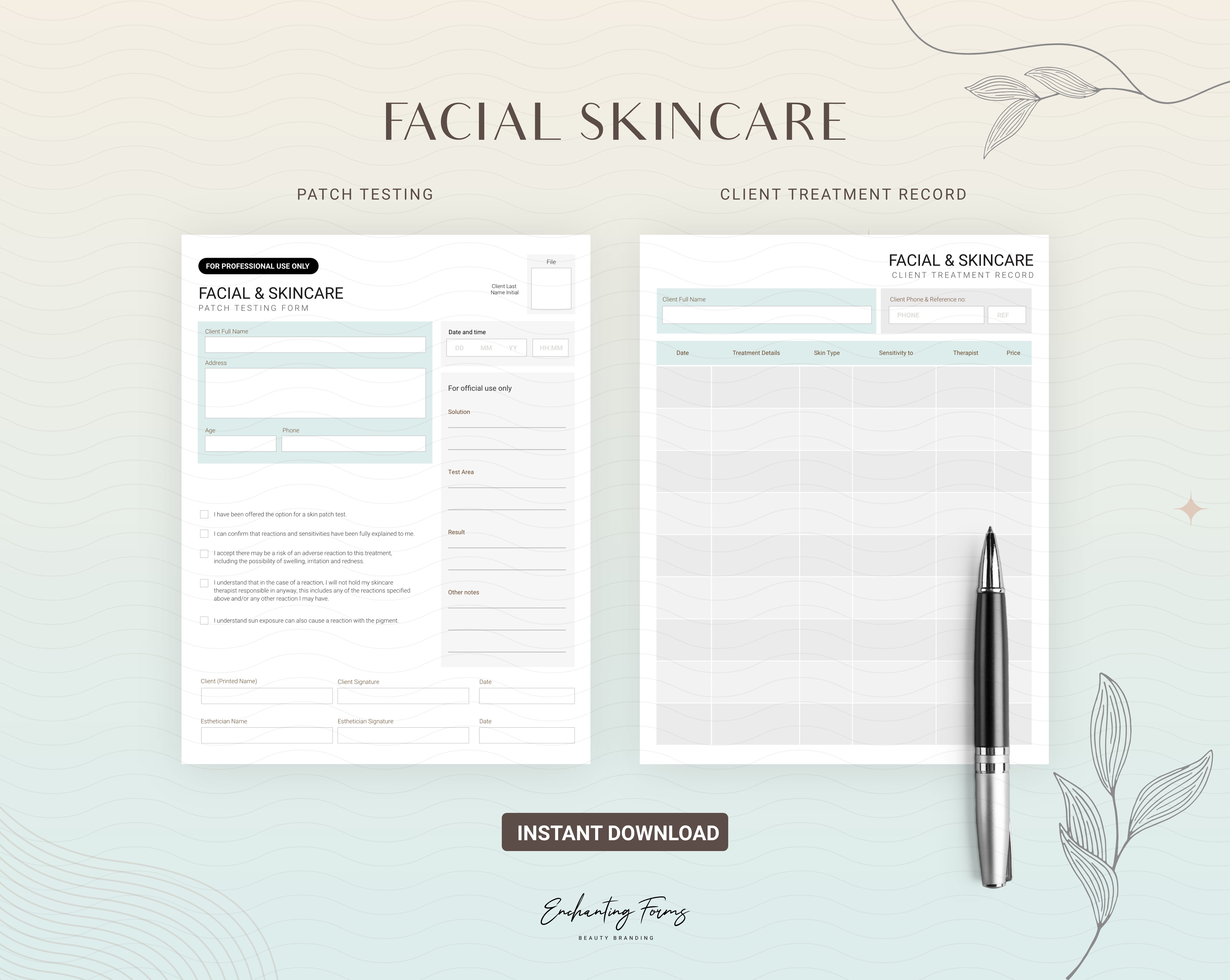 English - Skincare Consultation & Consent Forms Bundle (Sage)