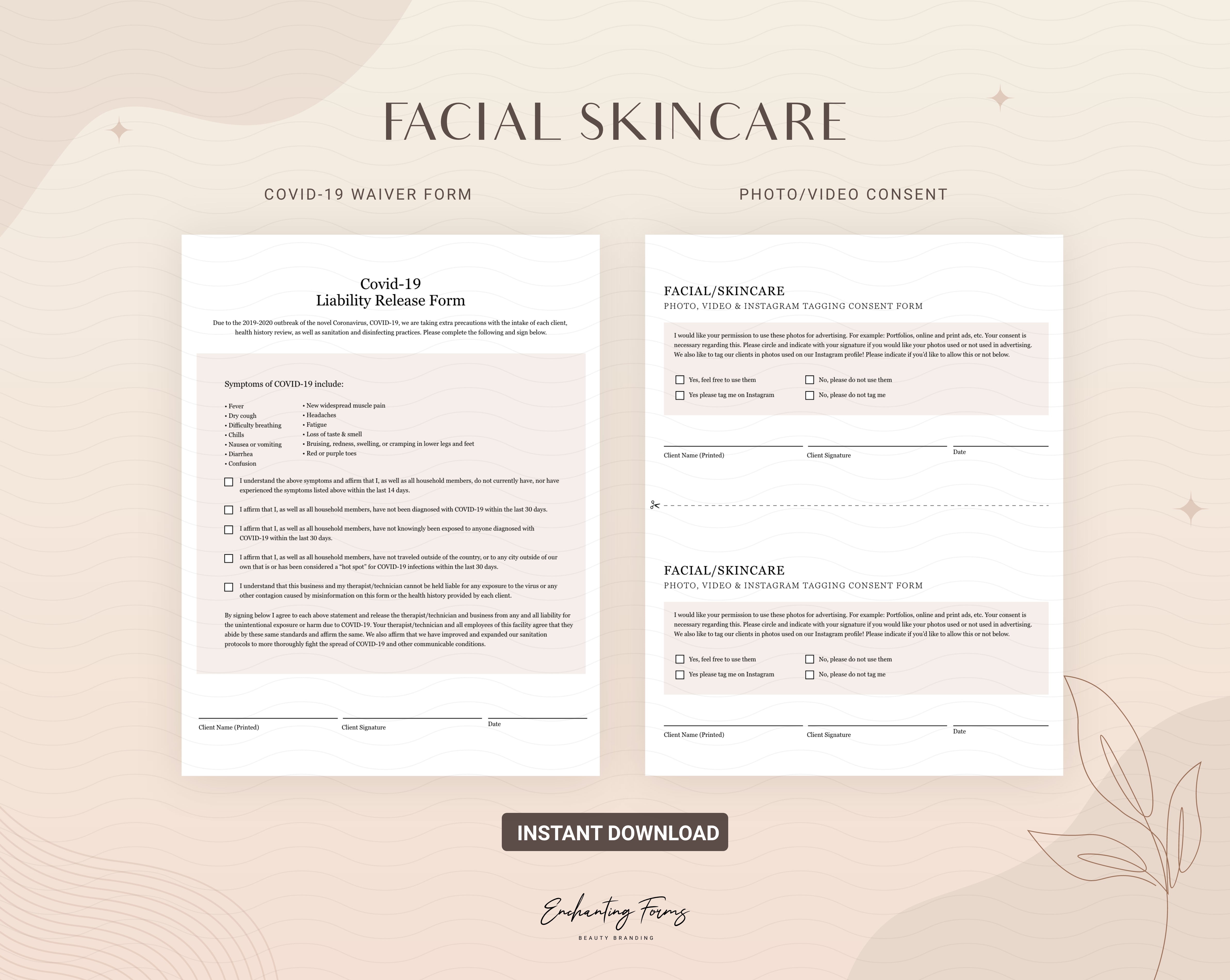 English - Skincare Consultation & Consent Forms Bundle (Champagne)