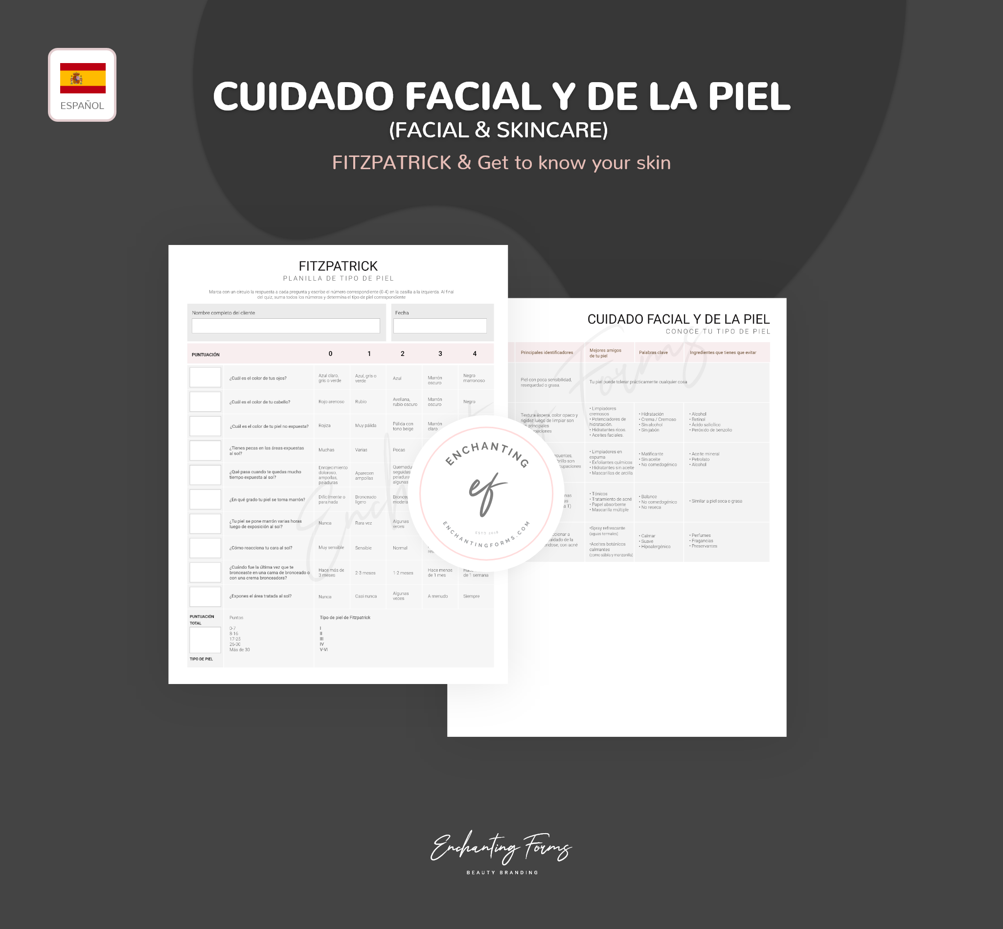 SPANISH (ESPAÑOL) - Facial Skincare Consultation & Consent Forms Bundle -  (Blush Pink)