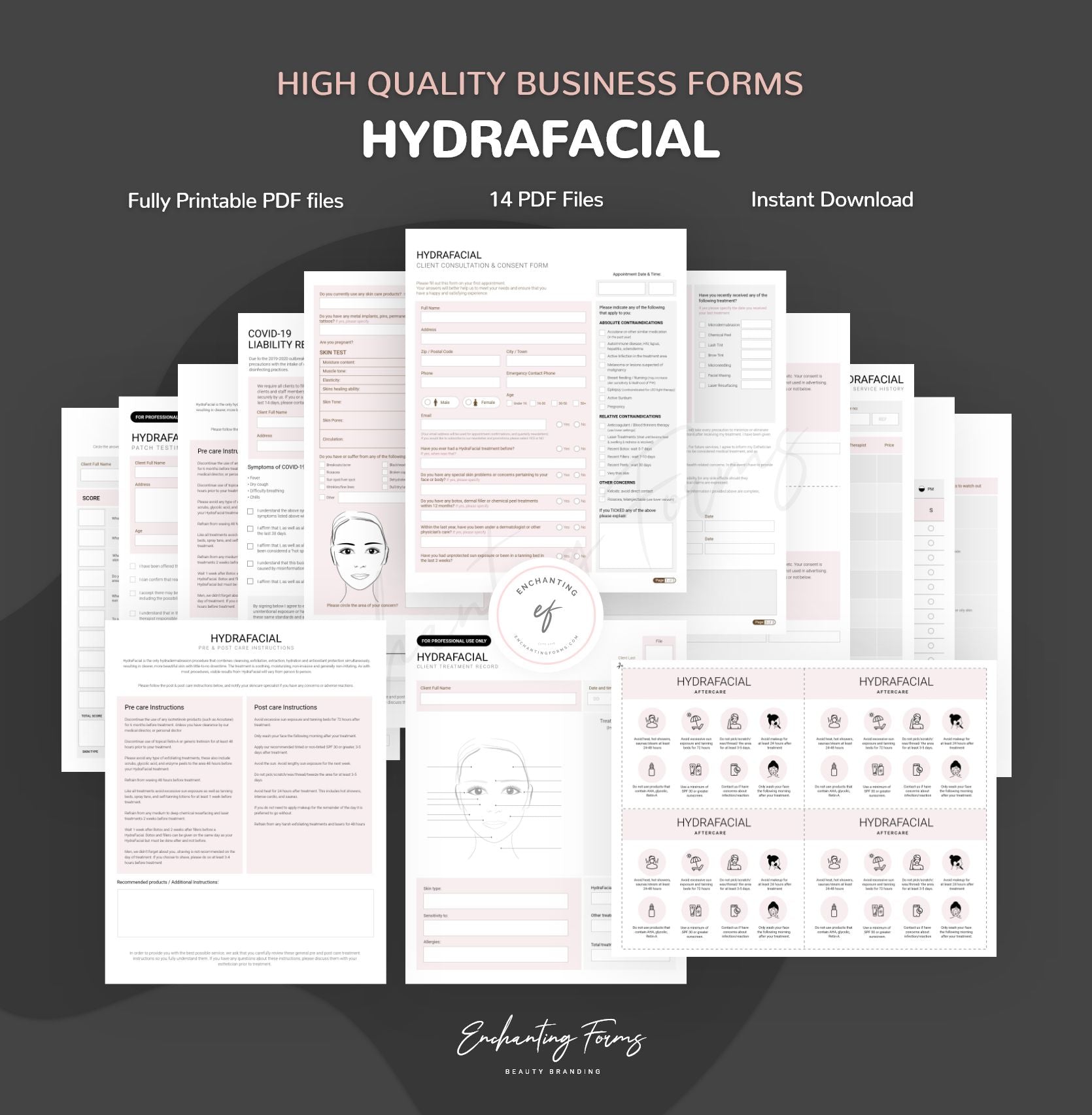 English - HydraFacial Consultation & Consent Forms Bundle (Blush Pink)