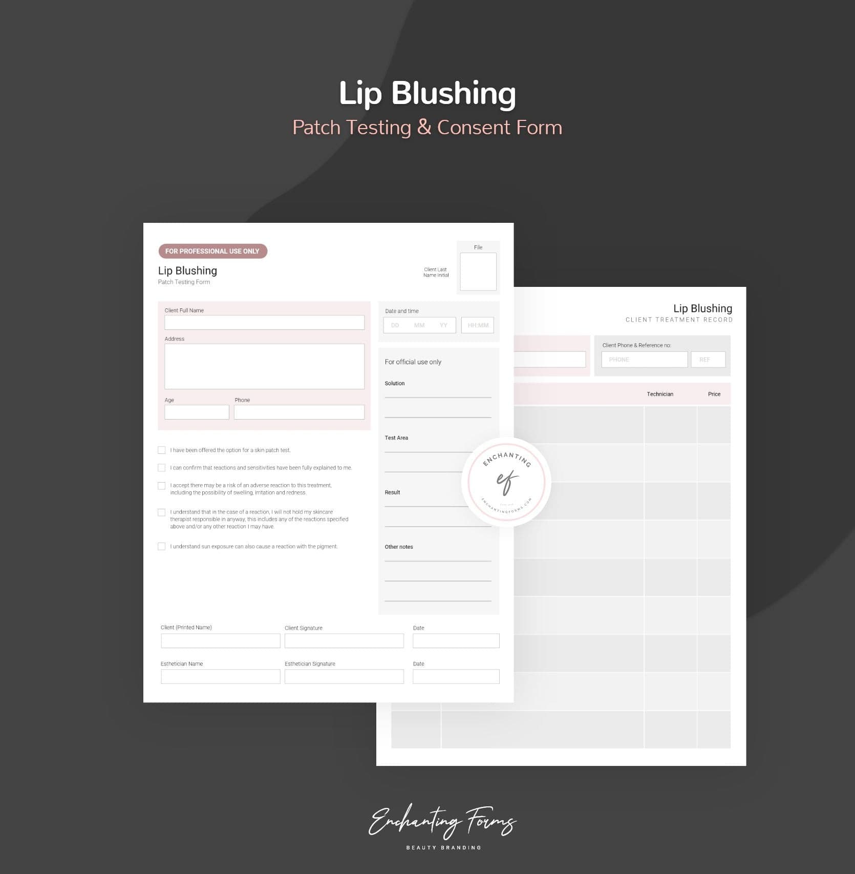 Lip Blushing Consultation & Consent Forms