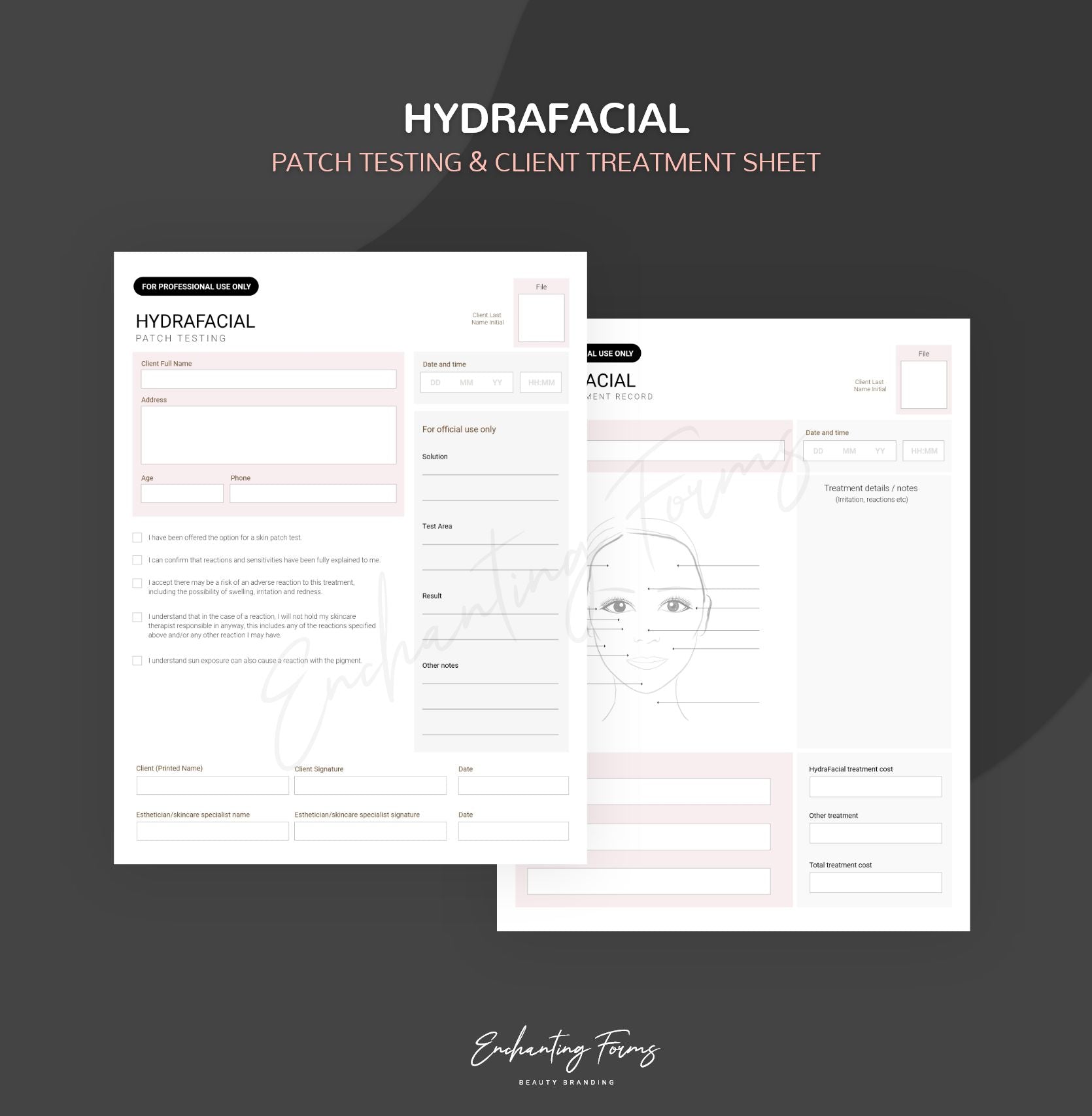 English - HydraFacial Consultation & Consent Forms Bundle (Blush Pink)