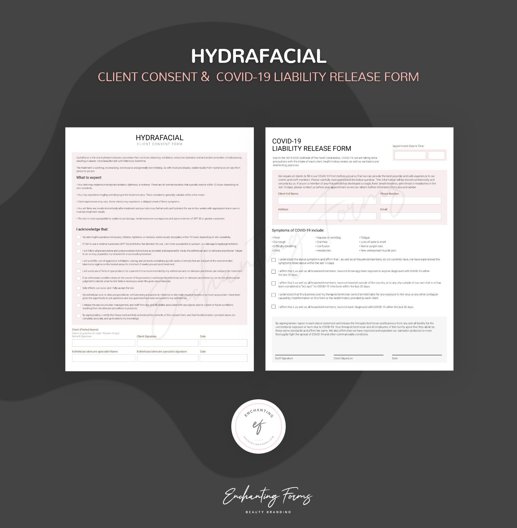 English - HydraFacial Consultation & Consent Forms Bundle (Blush Pink)