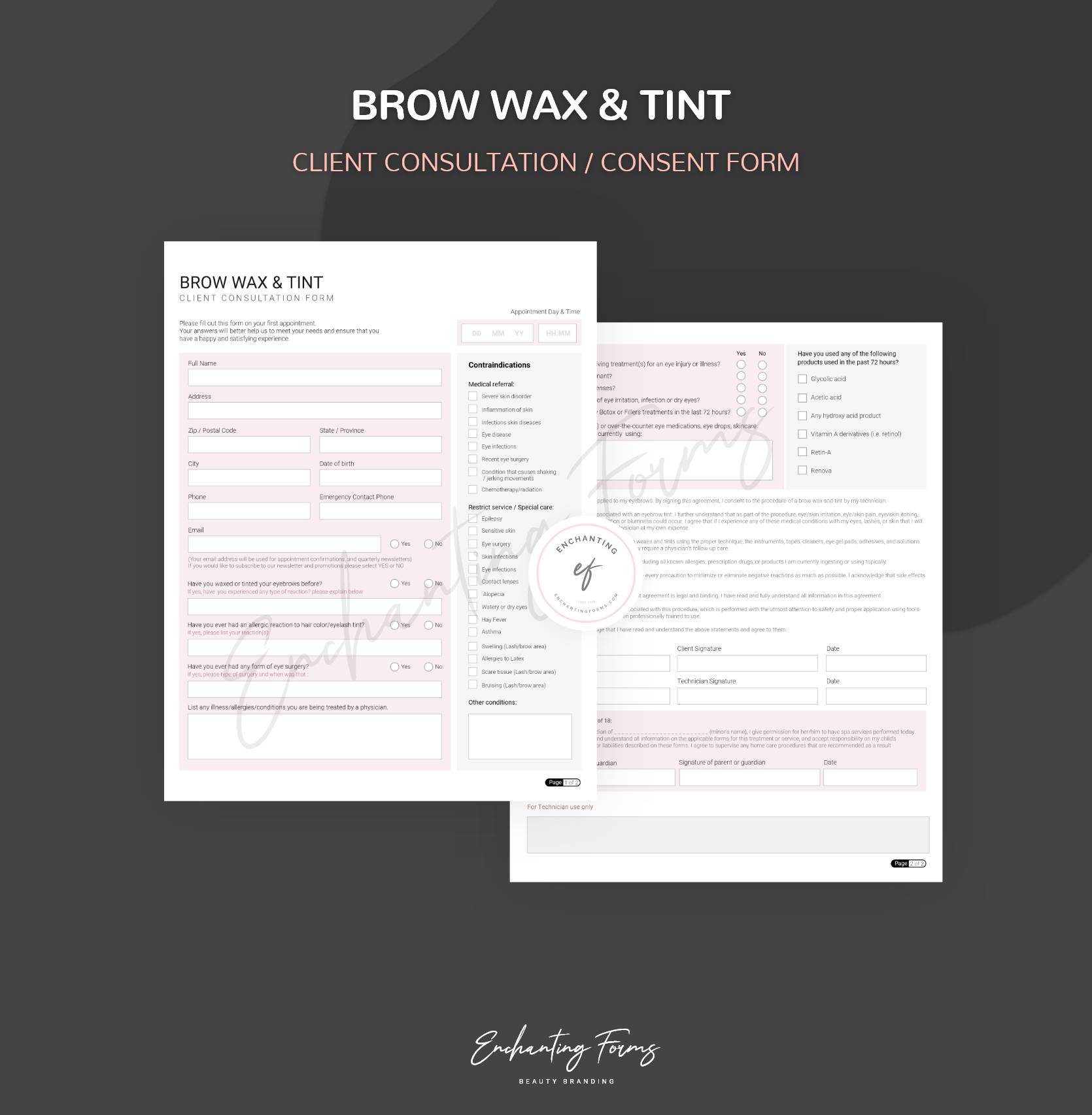 Brow Waxing & Tinting Forms