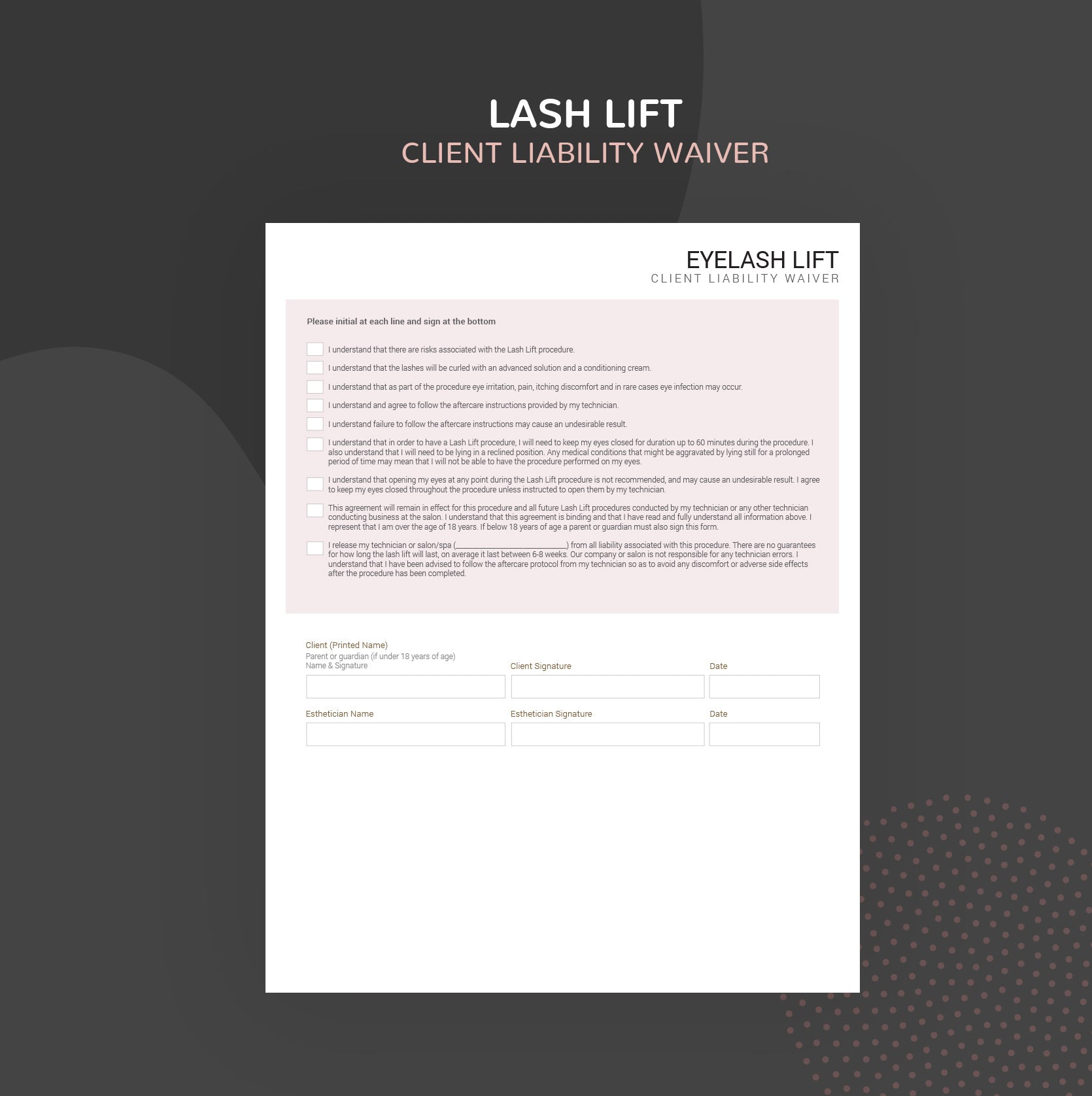 Lash Lift Consultation & Consent Forms