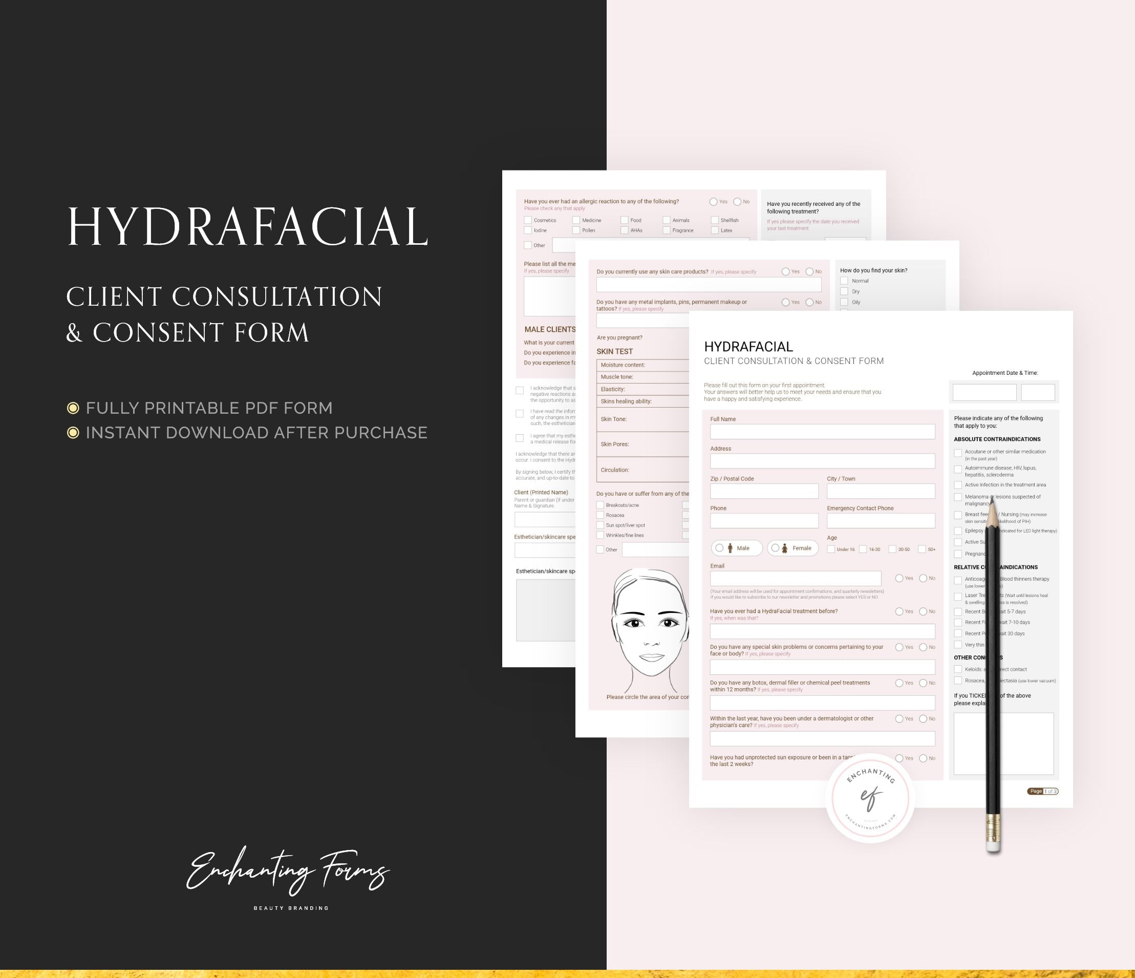 English - Hydrafacial Consultation & Consent Form (Blush Pink)