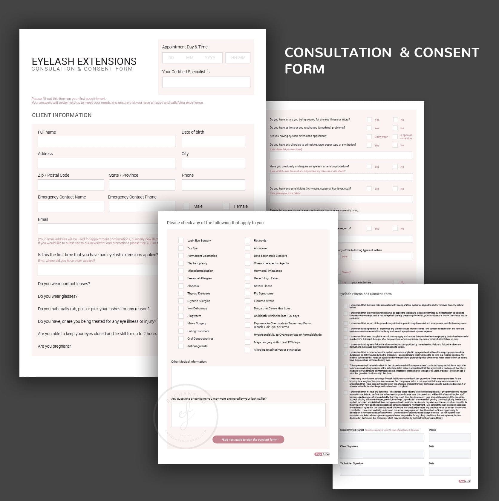 Lash Tech Consultation & Consent Forms