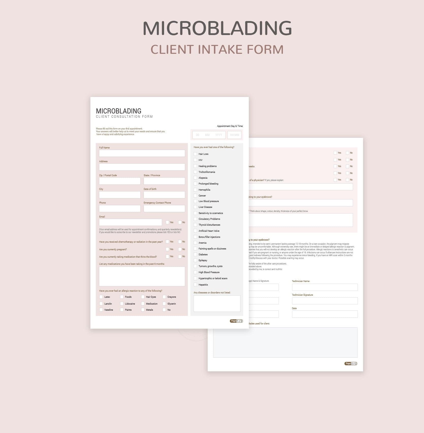 Microblading Consultation & Consent Forms