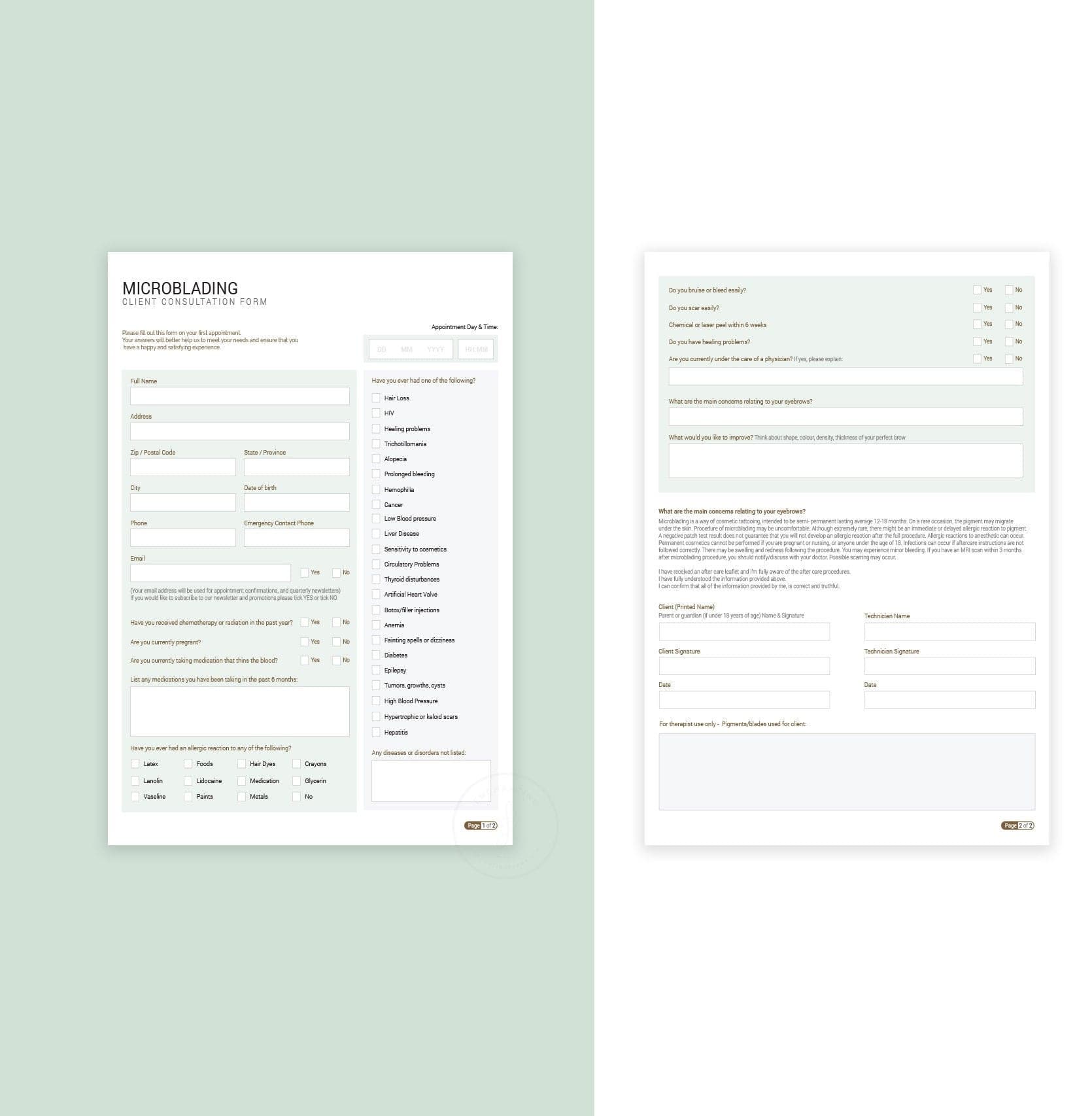 Microblading Consultation & Consent Forms