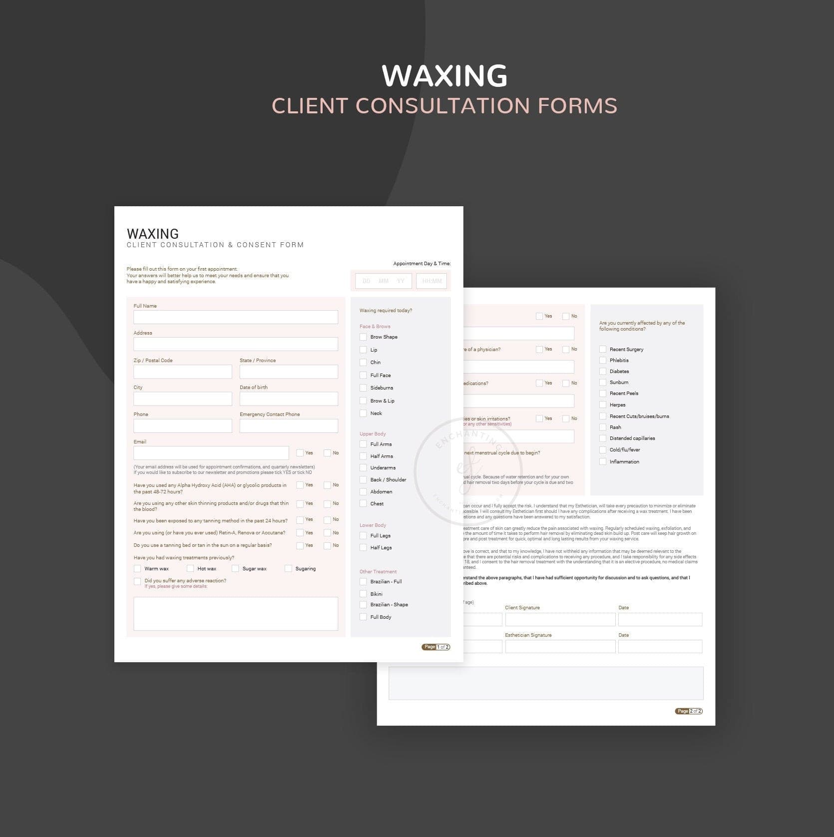 Waxing Consultation & Consent Forms