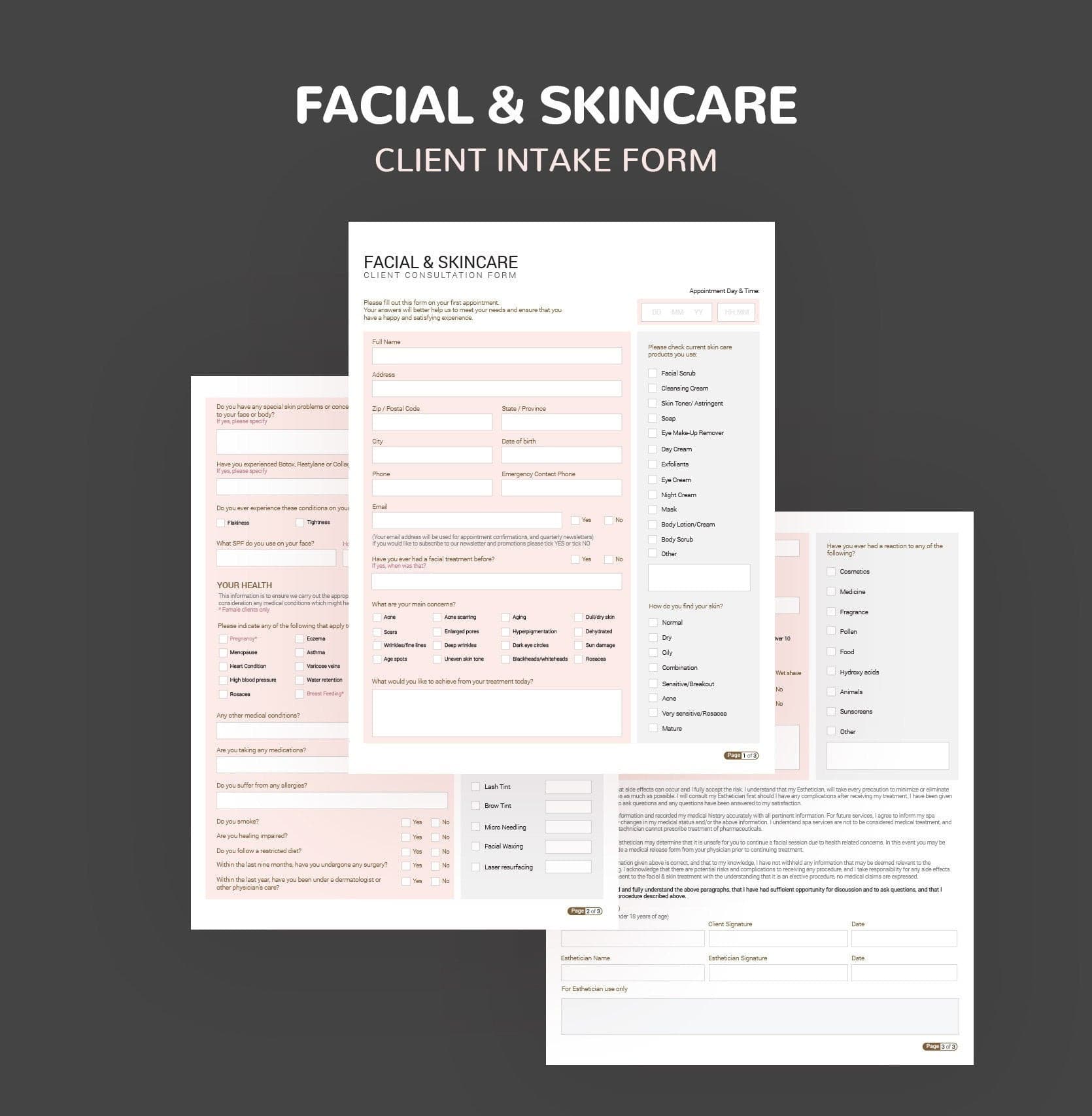 Skincare Consultation & Consent Forms