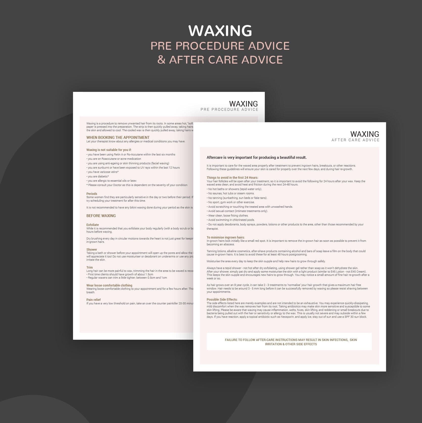 Waxing Consultation & Consent Forms