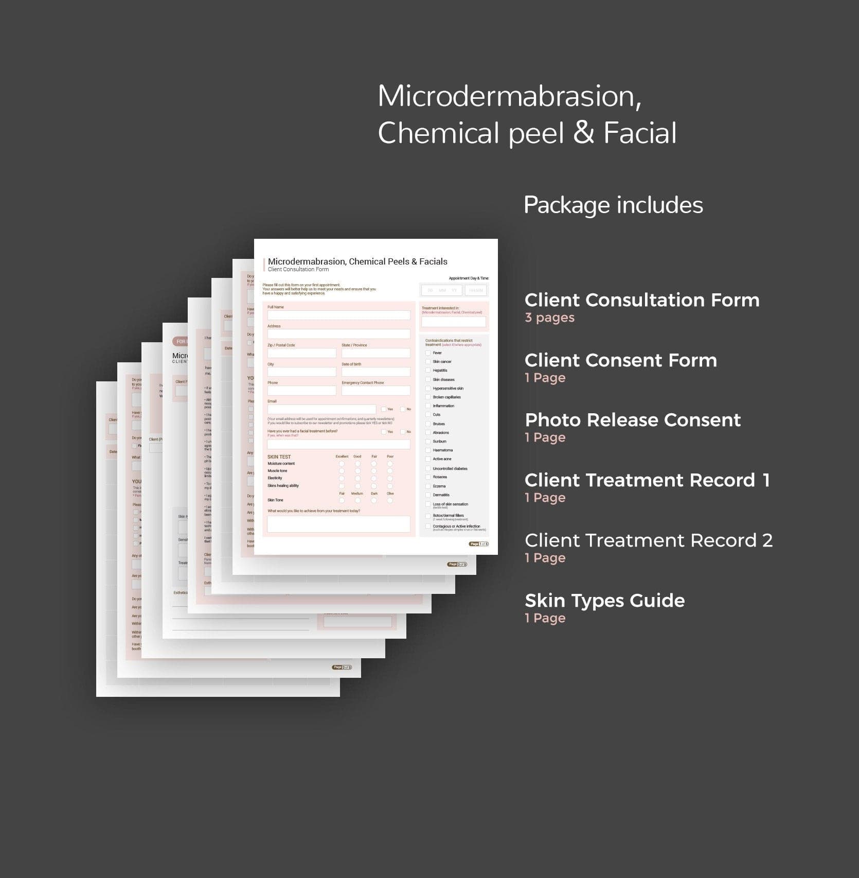 Microdermabrasion, Chemical Peel & Facial Skincare Consultation Consent Forms