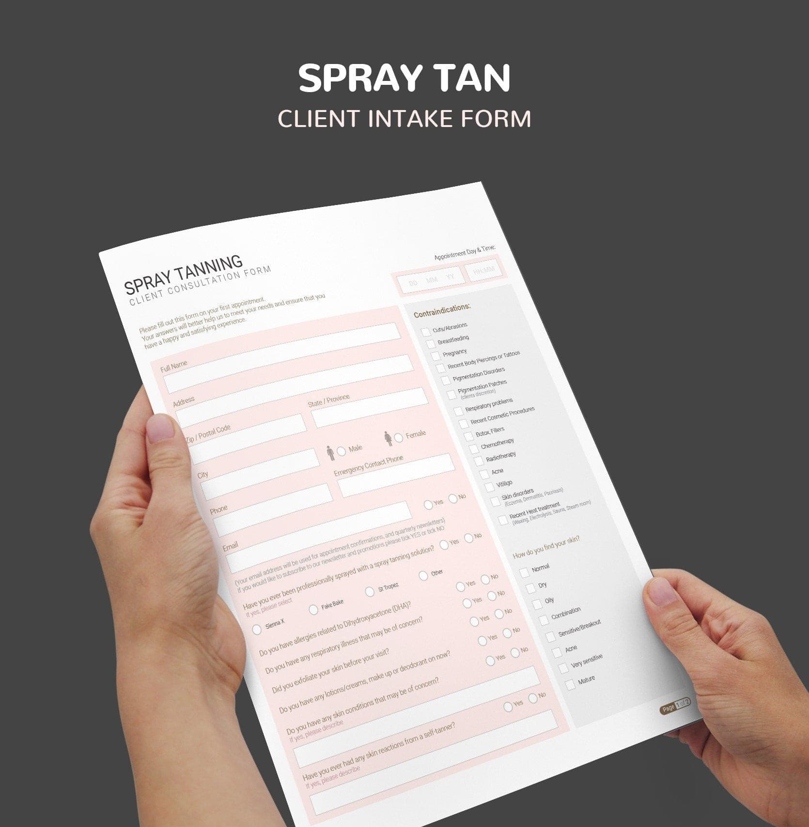 Spray Tan Consultation & Consent Forms