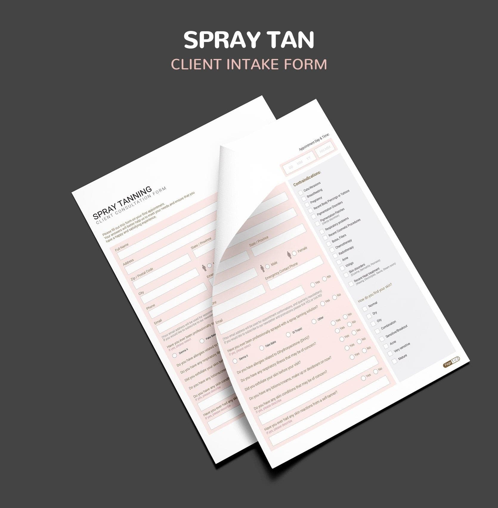 Spray Tan Consultation & Consent Forms