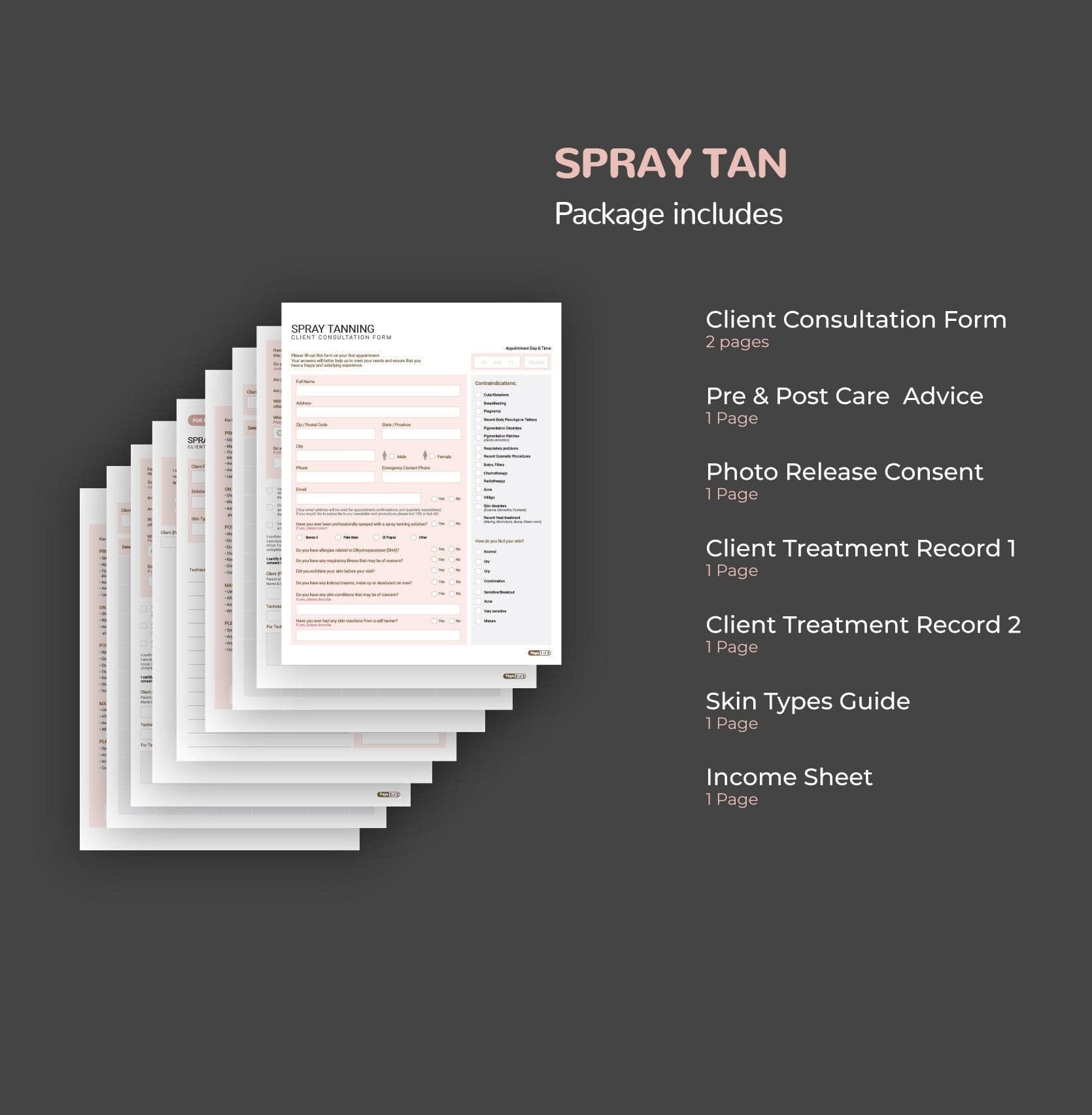 Spray Tan Consultation & Consent Forms