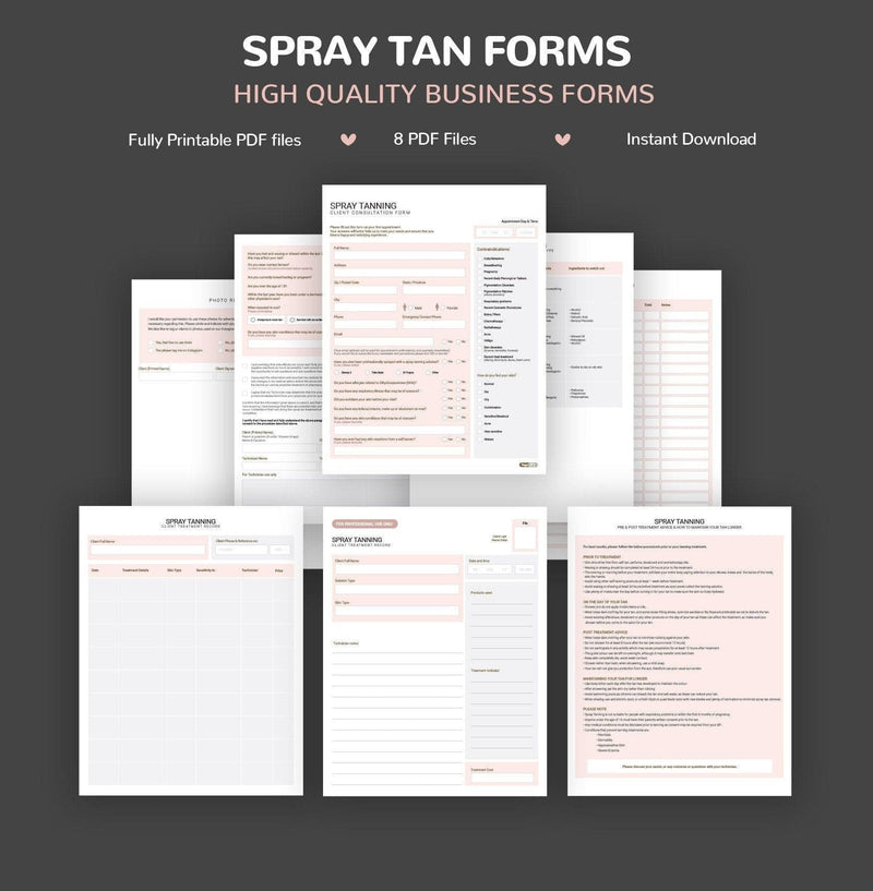 Spray Tan Consultation & Consent Forms Bundle – Enchantingforms