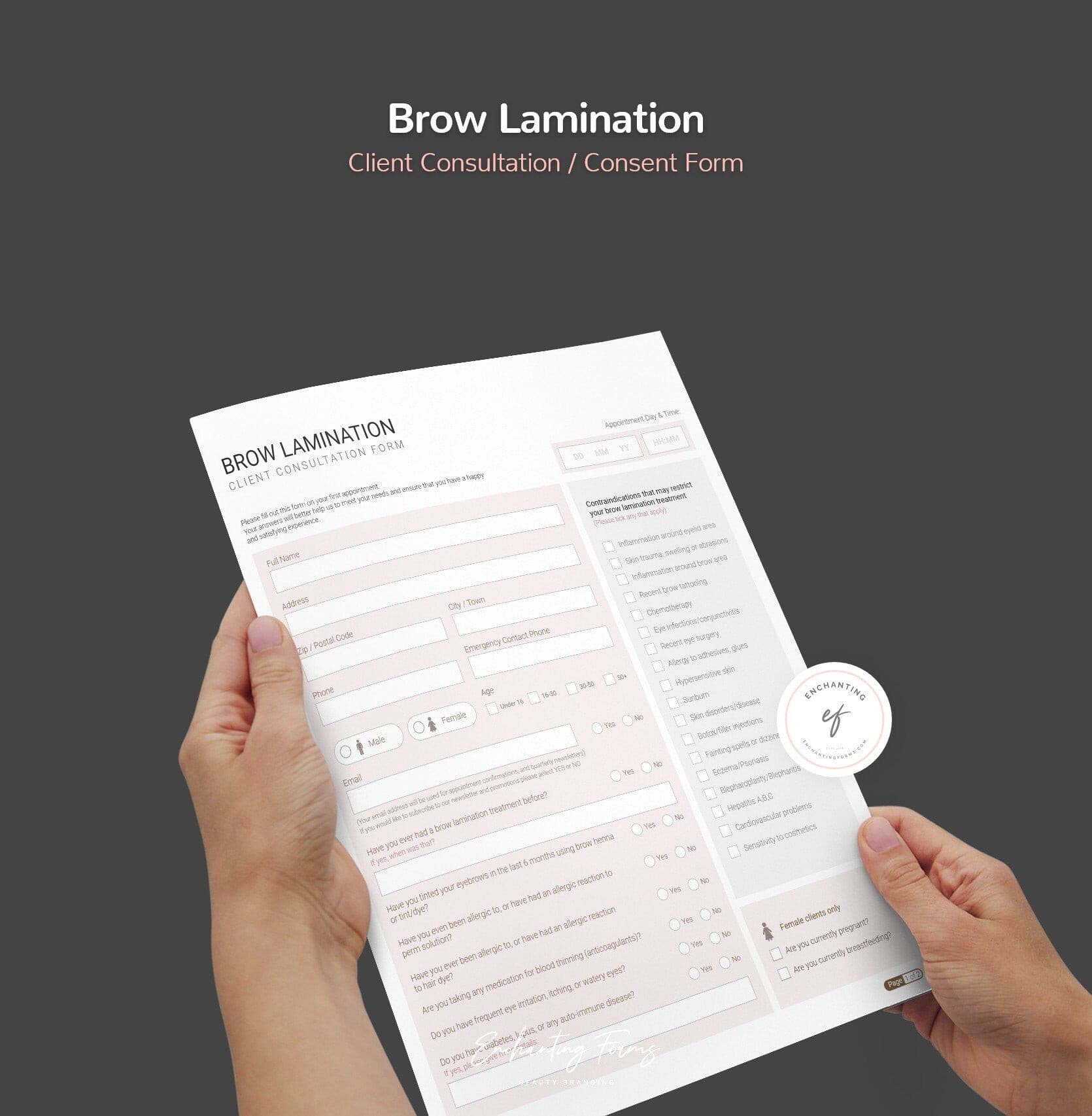 Brow Lamination Consent & Consultations Forms