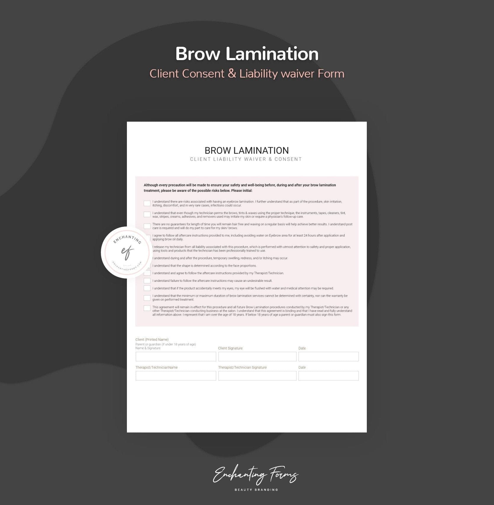 Brow Lamination Consent & Consultations Forms