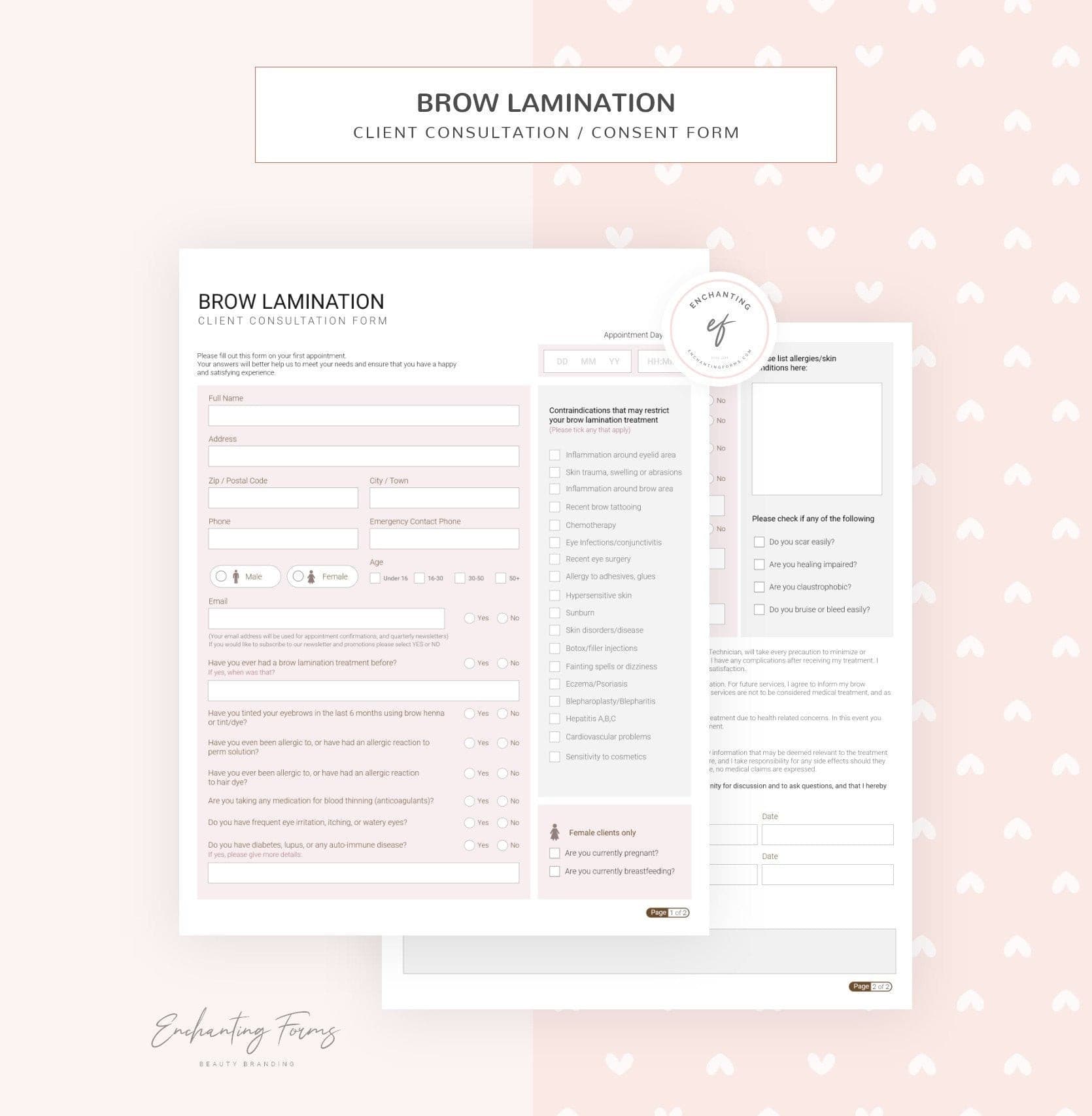 Brow Lamination Consent & Consultations Forms