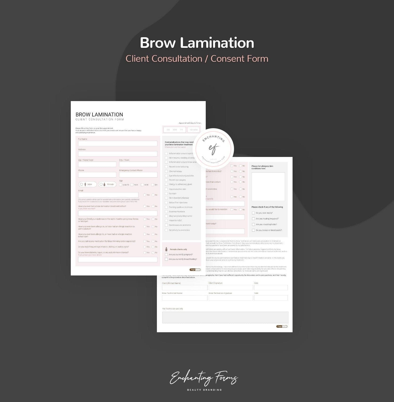 Brow Lamination Consent & Consultations Forms