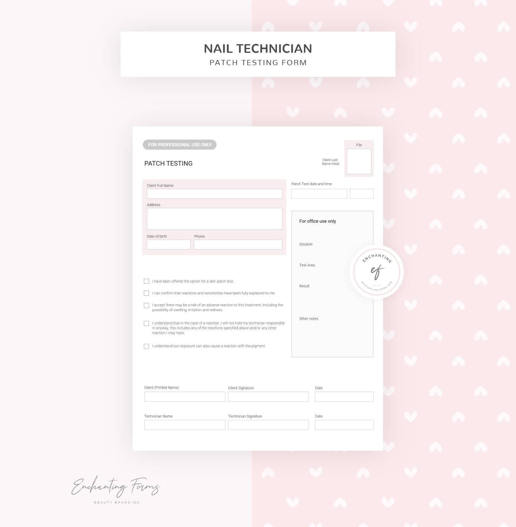 Nail Technician Consultation & Consent Forms