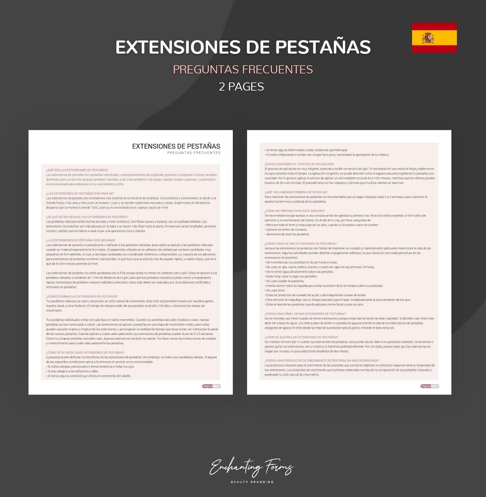 ESPAÑOL - Lash Extension Consultation & Consent Forms